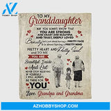 Personalized To My Granddaughter Fleece Blanket from Grandpa and Grandma You are Strong and Smart and Beautiful Great Customized Blanket for Birthday Christmas Thanksgiving