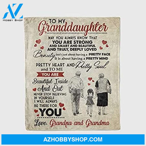 Personalized To My Granddaughter Fleece Blanket from Grandpa and Grandma You are Strong and Smart and Beautiful Great Customized Blanket for Birthday Christmas Thanksgiving