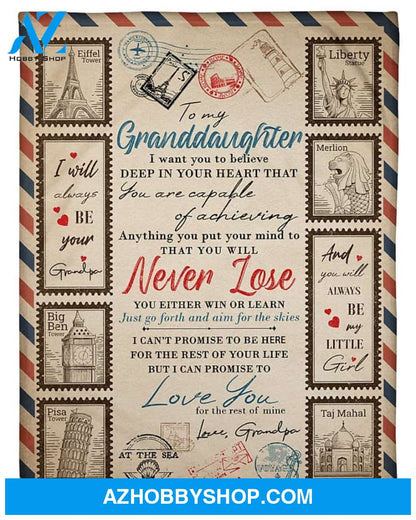 Personalized To My Granddaughter Fleece Blanket From Grandpa You Are Capable Of Achieving Anything Great Customized Blanket For Birthday Christmas Thanksgiving