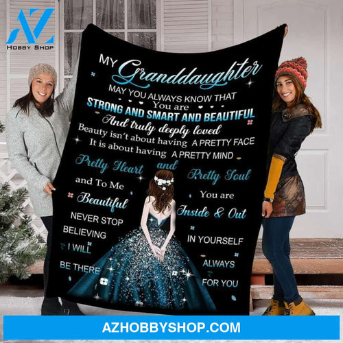 Personalized To My Granddaughter Fleece Blanket Girl Strong and Smart and Beautiful Great Customized Blanket For Birthday Christmas Thanksgiving