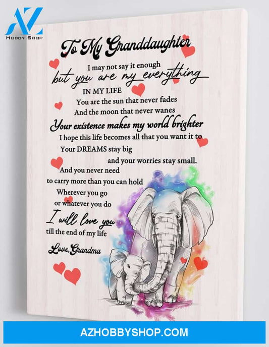 To My Granddaughter - From Grandma - Framed Canvas Gift GMD016
