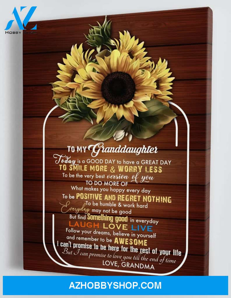 To My Granddaughter - From Grandma - Framed Sunflower Canvas Gift GMD076