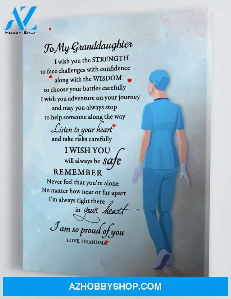 To My Granddaughter - From Grandma - Nurse Framed Canvas Gift GMD003