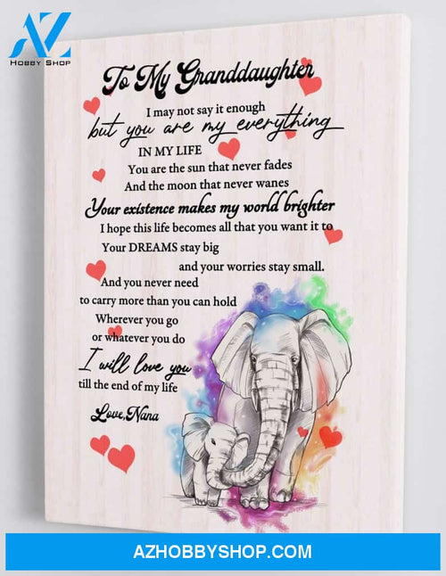 To My Granddaughter - From Nana - Elephant Framed Canvas Gift GMD029