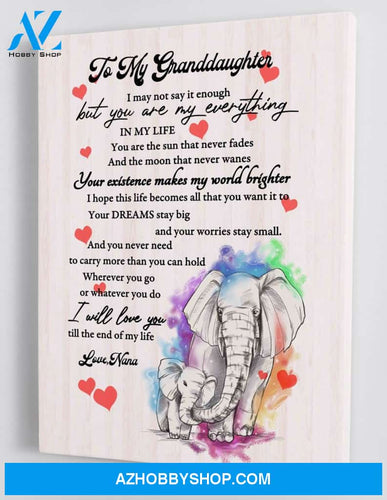 To My Granddaughter - From Nana - Elephant Framed Canvas Gift GMD029