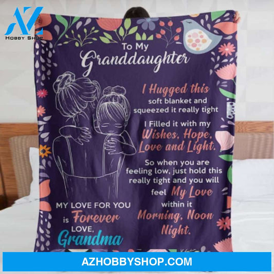 Granddaughter Fleece Blanket To My Granddaughter I Hugged This Soft Fleece Blanket Grandma Purple Fleece Blanket Christmas Gift Ideas