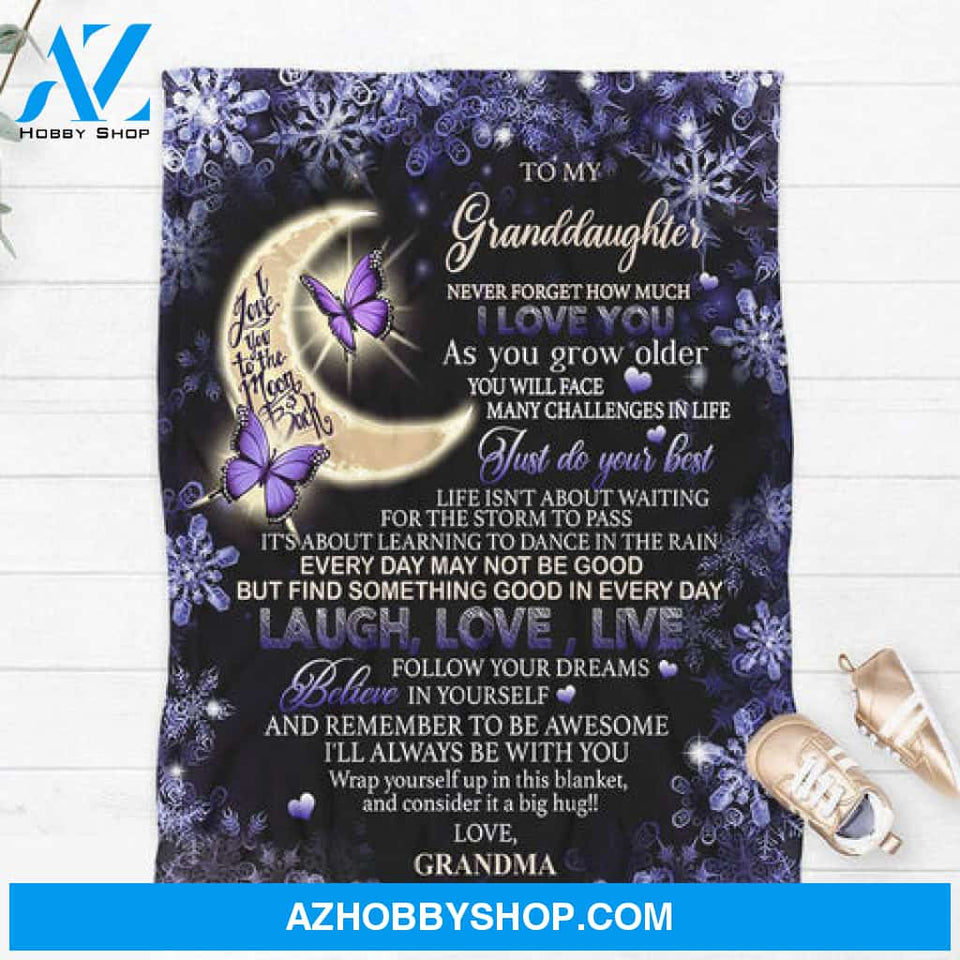 To My Granddaughter I Love You To The Moon And Back Blanket Gifts For Granddaughter Gift From Grandma 