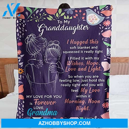 Personalized To My Granddaughter Letter Fleece Blanket From Grandparents I Hugged This Soft Blanket Great Customized Blanket For Birthday Christmas Thanksgiving Graduation Wedding