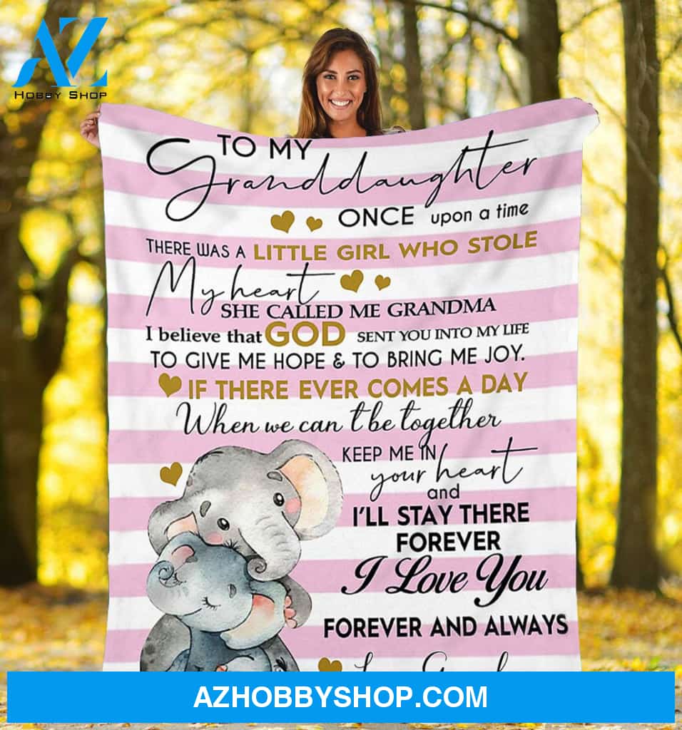 Personalized To My Granddaughter Love Elephant Fleece Blanket From Grandma Once Upon A Time Great Customized Blanket For Birthday Christmas Thanksgiving