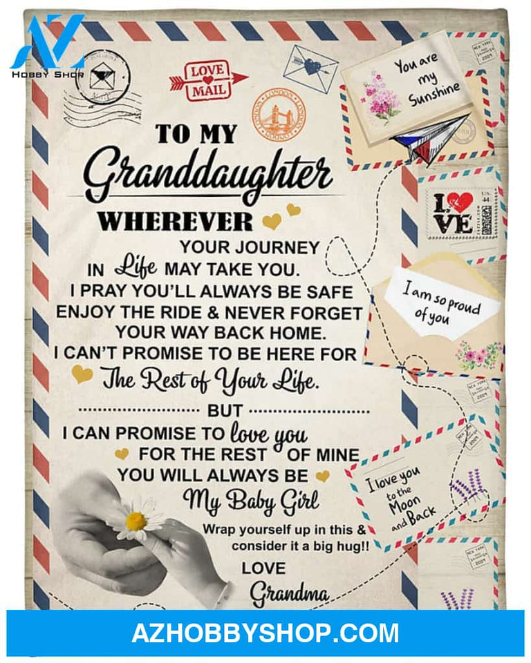Personalized To My Granddaughter Love Letter Fleece Blanket From Grandma You Are My Sunshine Great Customized Blanket For Birthday Christmas Thanksgiving