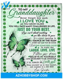 To My Granddaughter Never Forget How Much I Love You Green Butterfly Blanket Gifts For Granddaughter Gift From Grandma 