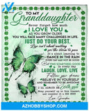 To My Granddaughter Never Forget How Much I Love You Green Butterfly Blanket Gifts For Granddaughter Gift From Grandma 