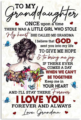 To My Granddaughter - Once Upon A Time There Was A Little Girl Who Stole My Heart - Poster/Canvas - Gift For Granddaughter
