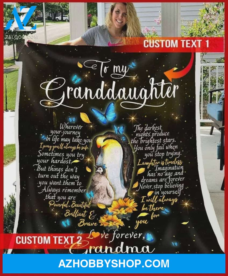 Personalized To My Granddaughter Penguin Fleece Blanket From Grandma I Will Always Be There Great Customized Blanket For Birthday Christmas Thanksgiving