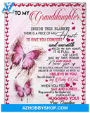 Personalized To My Granddaughter Pink Butterfly Fleece Blanket From Grandma You Will Always Be My Baby Girl Great Customized Blanket For Birthday Christmas Thanksgiving