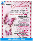 Personalized To My Granddaughter Pink Butterfly Fleece Blanket From Grandma You Will Always Be My Baby Girl Great Customized Blanket For Birthday Christmas Thanksgiving