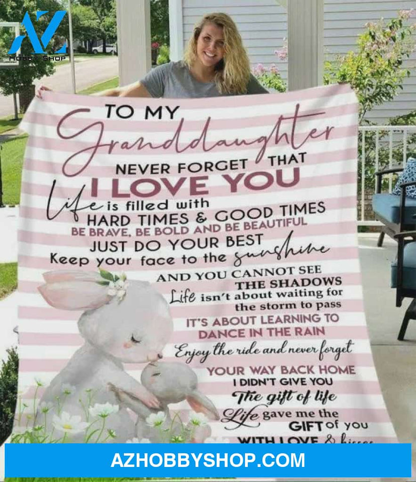 Personalized To My Granddaughter Rabbits Fleece Blanket From Grandma Never Forget That I Lover You Great Customized Blanket For Birthday Christmas Thanksgiving