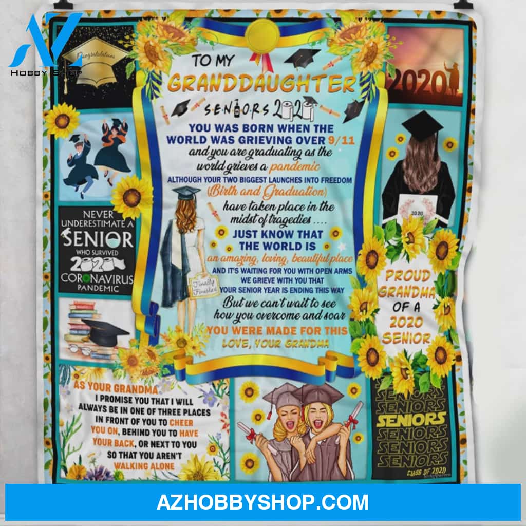 Personalized To My Granddaughter Senior Fleece Blanket From Grandma So Proud Of You Great Customized Blanket Gifts For Graduation Birthday Christmas Thanksgiving
