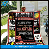 Personalized To My Granddaughter Softball Fleece Blanket From Grandpa You Will Always Be My Baby Girl Great Customized Blanket For Birthday Christmas Thanksgiving