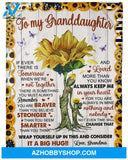 Personalized To My Granddaughter Sunflower Fleece Blanket From Grandma Remember You Are Braver Than You Believe Great Customized Blanket For Birthday Christmas Thanksgiving