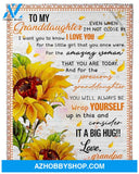 Personalized To My Granddaughter Sunflower Fleece Blanket From Grandpa I Want You To Know I Love You Great Customized Blanket For Birthday Christmas Thanksgiving
