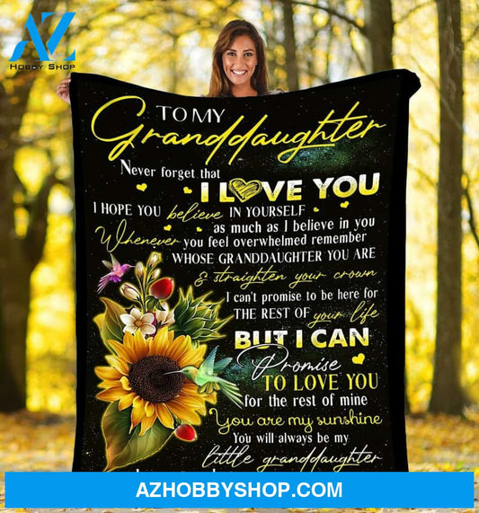 To My Granddaughter Sunflower Fleece Blanket - Gift For Granddaughter From Grandma
