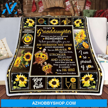Personalized To My Granddaughter Sunflower Turtle Fleece Blanket From Grandma When Never You Feel Overwhelmed Great Customized Blanket For Birthday Christmas Thanksgiving
