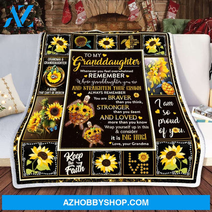 Personalized To My Granddaughter Sunflower Turtle Fleece Blanket From Grandma When Never You Feel Overwhelmed Great Customized Blanket For Birthday Christmas Thanksgiving