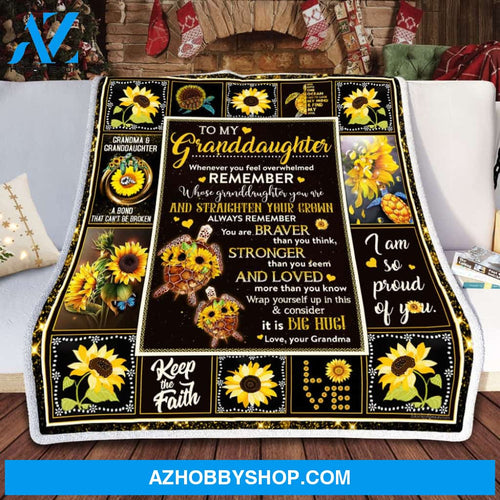 Personalized To My Granddaughter Sunflower Turtle Fleece Blanket From Grandma When Never You Feel Overwhelmed Great Customized Blanket For Birthday Christmas Thanksgiving