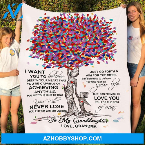 Personalized To My Granddaughter Tree Fleece Blanket From Grandma I Want You To Believe Deep In Your Heart Great Customized Blanket For Birthday Christmas Thanksgiving