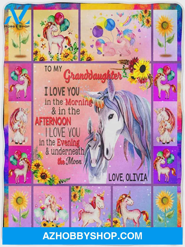 Personalized To My Granddaughter Unicorn Fleece Blanket Never Forget I Love You Great Customized Blanket For Birthday Christmas Thanksgiving