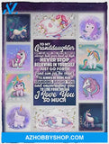 Personalized To My Granddaughter Unicorn Fleece Blanket Never Stop Believing in Yourself Great Customized Blanket For Birthday Christmas Thanksgiving