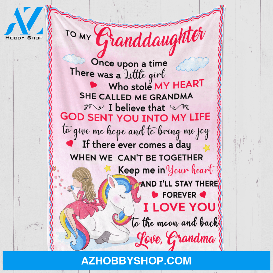 Personalized To My Granddaughter Unicorn Girl Fleece Blanket From Grandma Once Upon A Time Great Customized Blanket For Birthday Christmas Thanksgiving