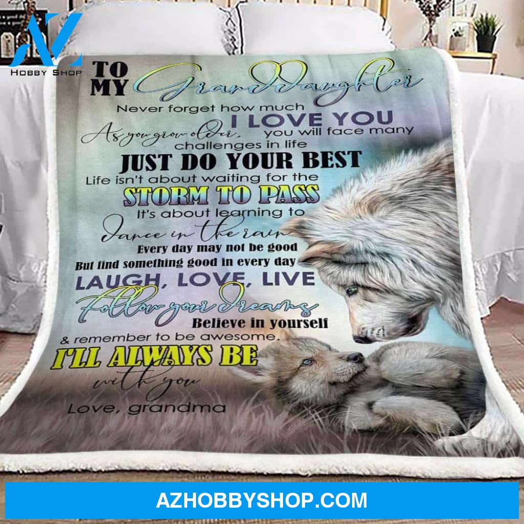 To My Granddaughter Wolf Fleece Blanket From Love Grandma - Gift For Granddaughter | Family Blanket