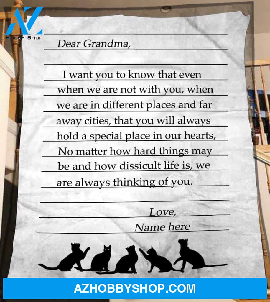 Personalized To My Grandma Cat Fleece Blanket We're Always Thinking Of You Great Customized Gift For Mother's Day Birthday Christmas Thanksgiving