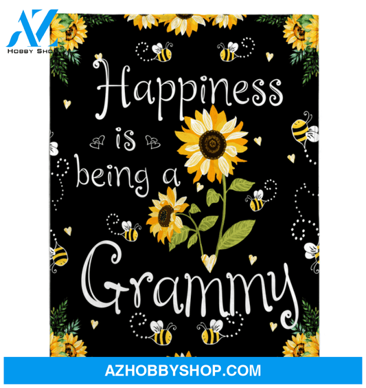 Personalized To My Grandma Fleece Blanket Happiness Is Being A Grammy Great Customized Gift For Birthday Christmas Thanksgiving Mother's Day