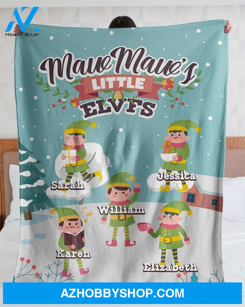 Personalized To My Grandma Fleece Blanket Maw Maw's Little Elves Great Customized Gifts For Birthday Christmas Thanksgiving Mother's Day