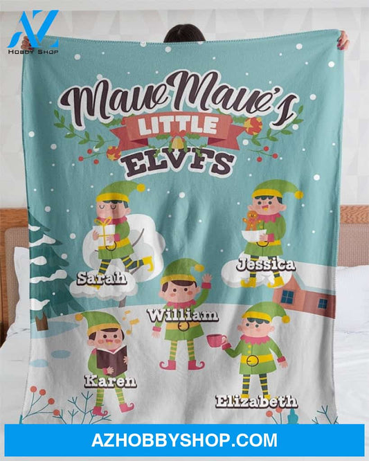 Personalized To My Grandma Fleece Blanket Maw Maw's Little Elves Great Customized Gifts For Birthday Christmas Thanksgiving Mother's Day