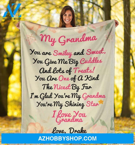 Personalized To My Grandma Fleece Blanket You Are Smiley And Sweet Great Customized Gift For Mother's Day Birthday Christmas Thanksgiving