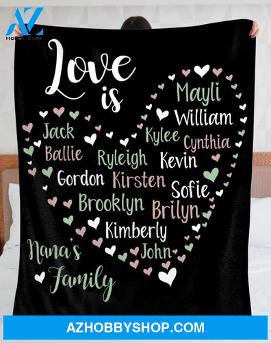 To My Grandma Nana Fleece Blanket with Family Names Great Customized Gift For Birthday Christmas Thanksgiving Mother's Day