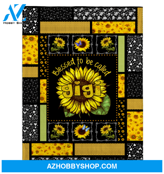 Personalized To My Grandma Sunflower Fleece Blanket Blessed Gigi Great Customized Gift For Birthday Christmas Thanksgiving Mother's Day