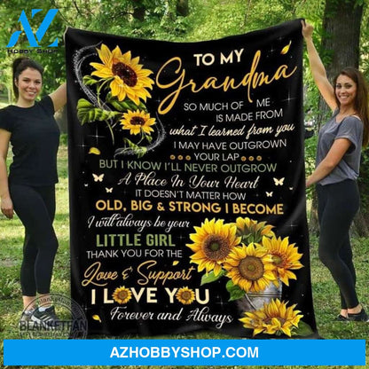 Personalized To My Grandma Sunflower Fleece Blanket Thank You For The Love and Support Great Customized Gift For Mother's Day Birthday Christmas Thanksgiving