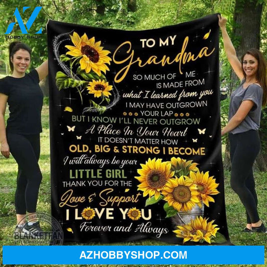 Personalized To My Grandma Sunflower Fleece Blanket Thank You For The Love and Support Great Customized Gift For Mother's Day Birthday Christmas Thanksgiving