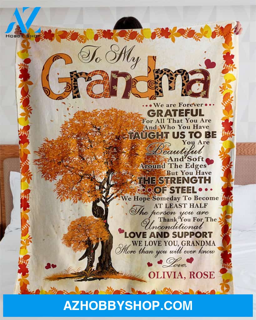 Personalized To My Grandma Tree Fleece Blanket We Are Forever Grateful Great Customized Gifts For Birthday Christmas Thanksgiving Mother's Day