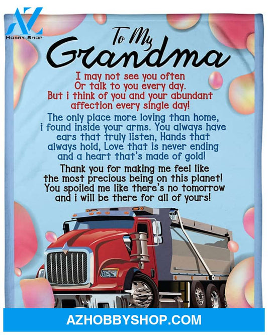 Personalized To My Grandma Trucker Fleece Blanket I May Not See You Often Great Customized Gift For Birthday Christmas Thanksgiving Anniversary Mother's Day
