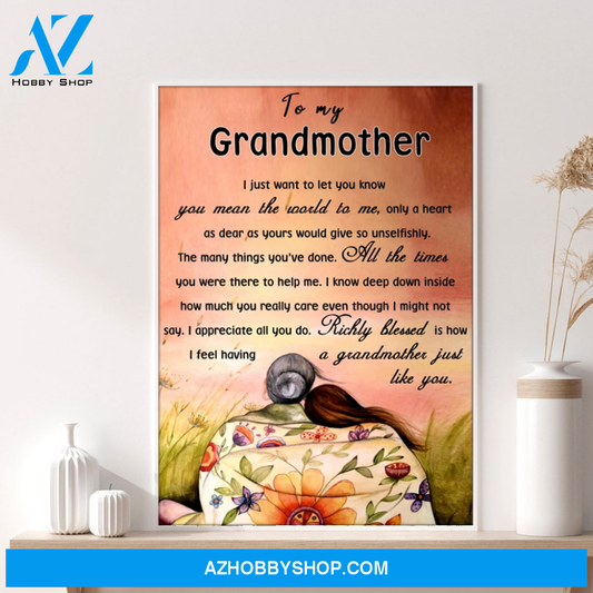 To My Grandmother Poster Gift For Grandma