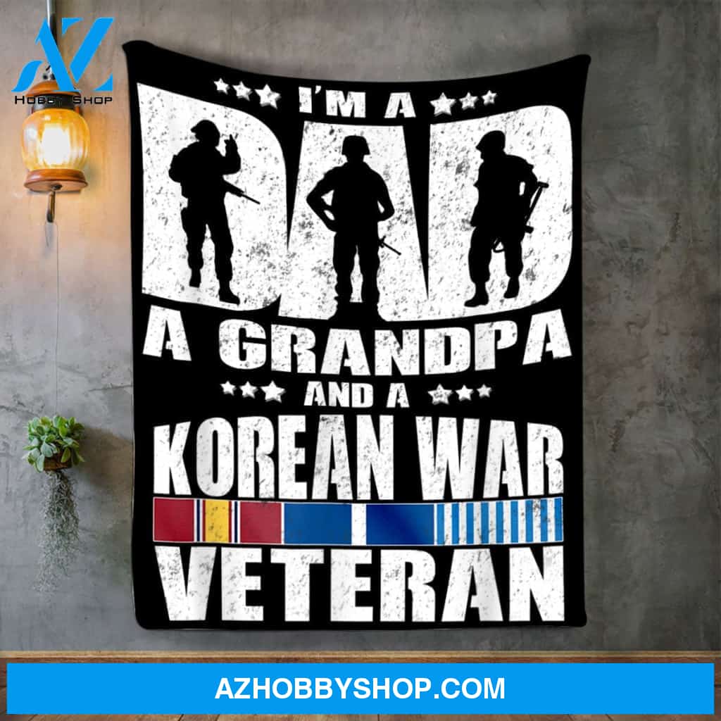 To My Grandpa Fleece Blanket A Dad A Grandpa And A Korean War Veteran Great Customized Gift For Birthday Christmas Thanksgiving Anniversary Father's Day