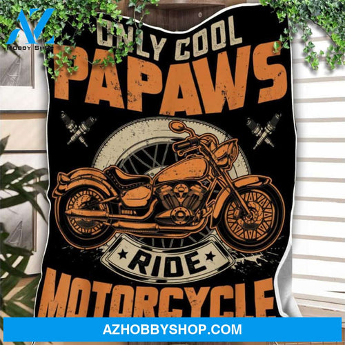 To My Grandpa Fleece Blanket Papaws Rides Motorcycles Great Customized Gift For Birthday Christmas Thanksgiving Father's Day Anniversary