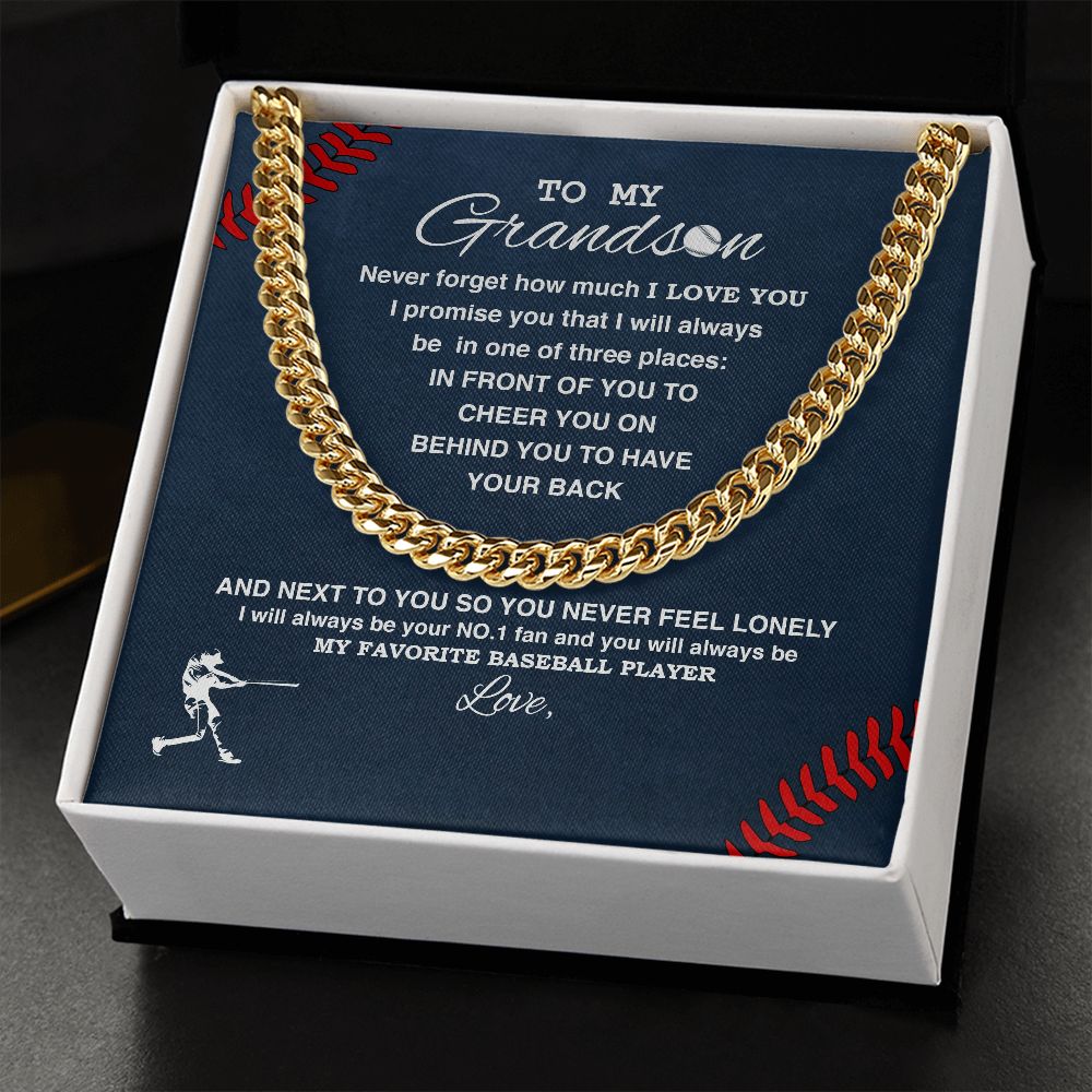 To My Grandson - #1 Fan, Personalized, Cuban Link Chain