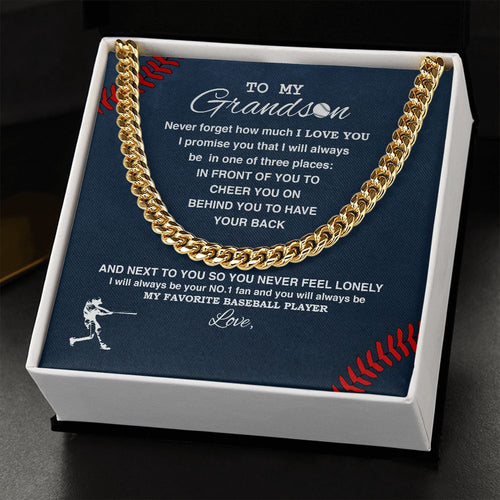To My Grandson - #1 Fan, Personalized, Cuban Link Chain